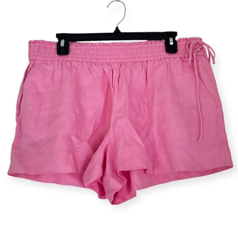 J. Crew Side Tie Elastic Waistband Linen Pull On Shorts Size Large